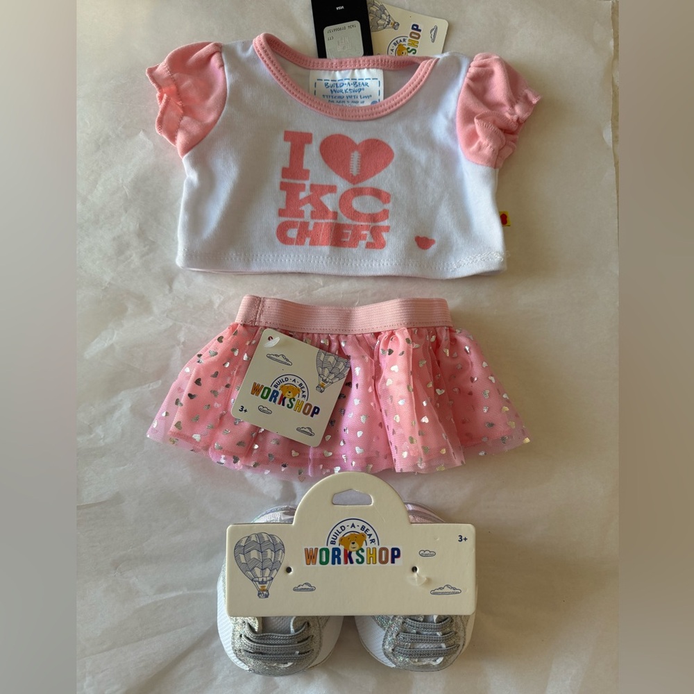 Build-A-Bear Kansas City Chiefs Pink and White  Outfit Set